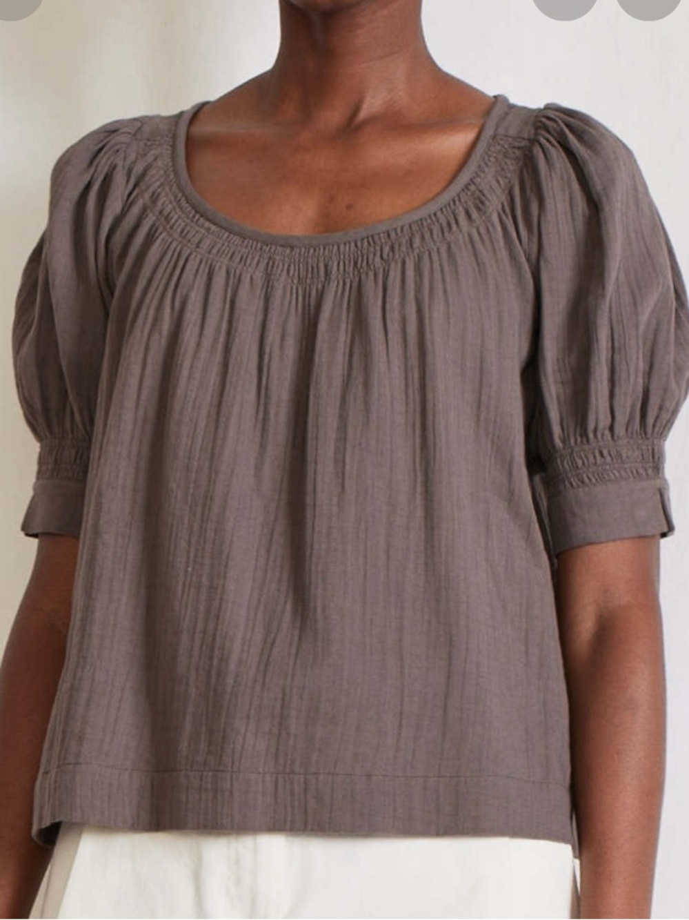 Apiece Apart Organic Cotton Scoop Neck Top - Taupe - Picture 2 of 10